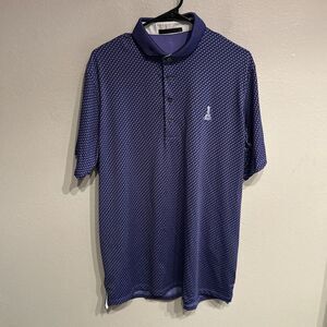 Greyson Mens Large Wolf Print Pattern Purple Golf Polo Shirt Performance